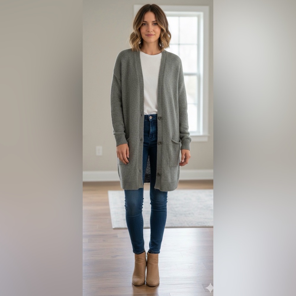 Cozy Gray Women's Long Sweater Coat